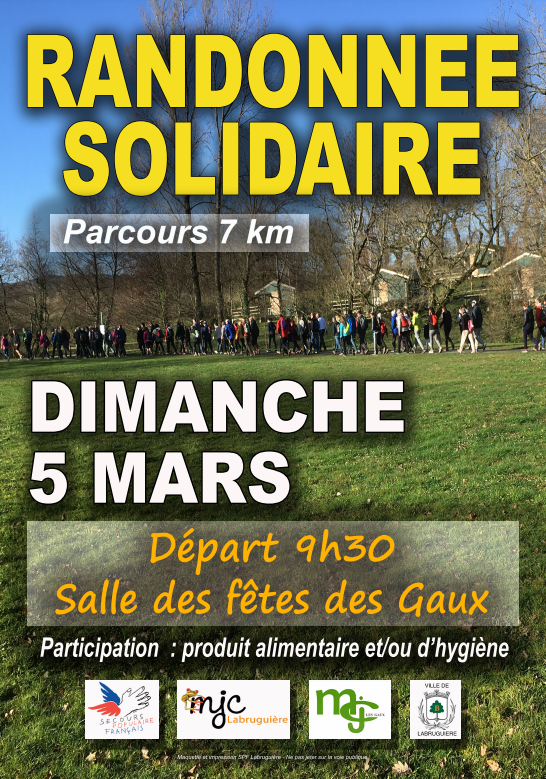Randonnée Solidaire le dimanche 5 mars