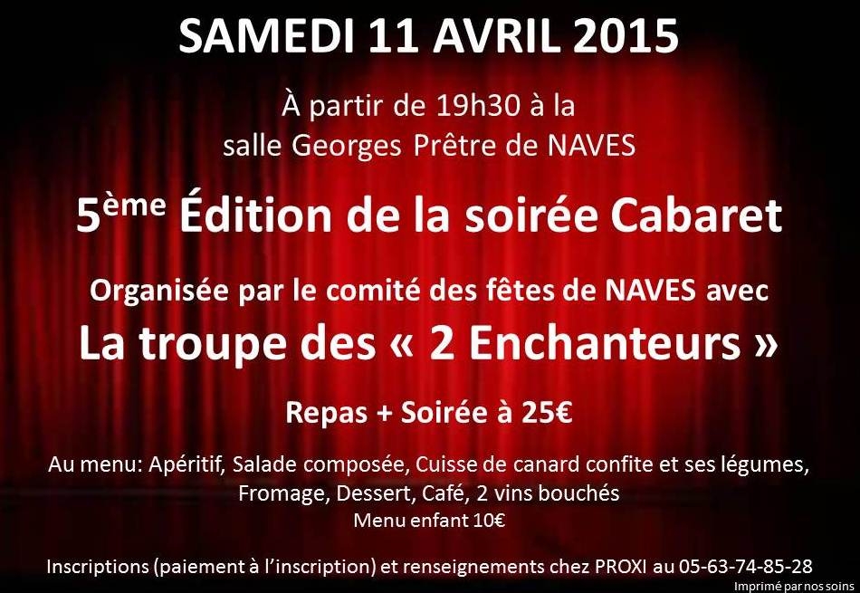 Samedi 11 avril 2015 – Soirée Cabaret
